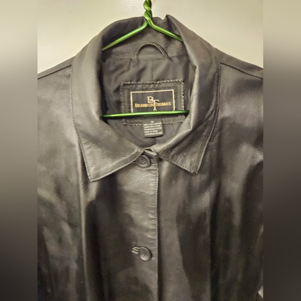 NWOT - Leather Brandon Thomas Black Long Trench Coat - Size 1X - Picture 5 of 9